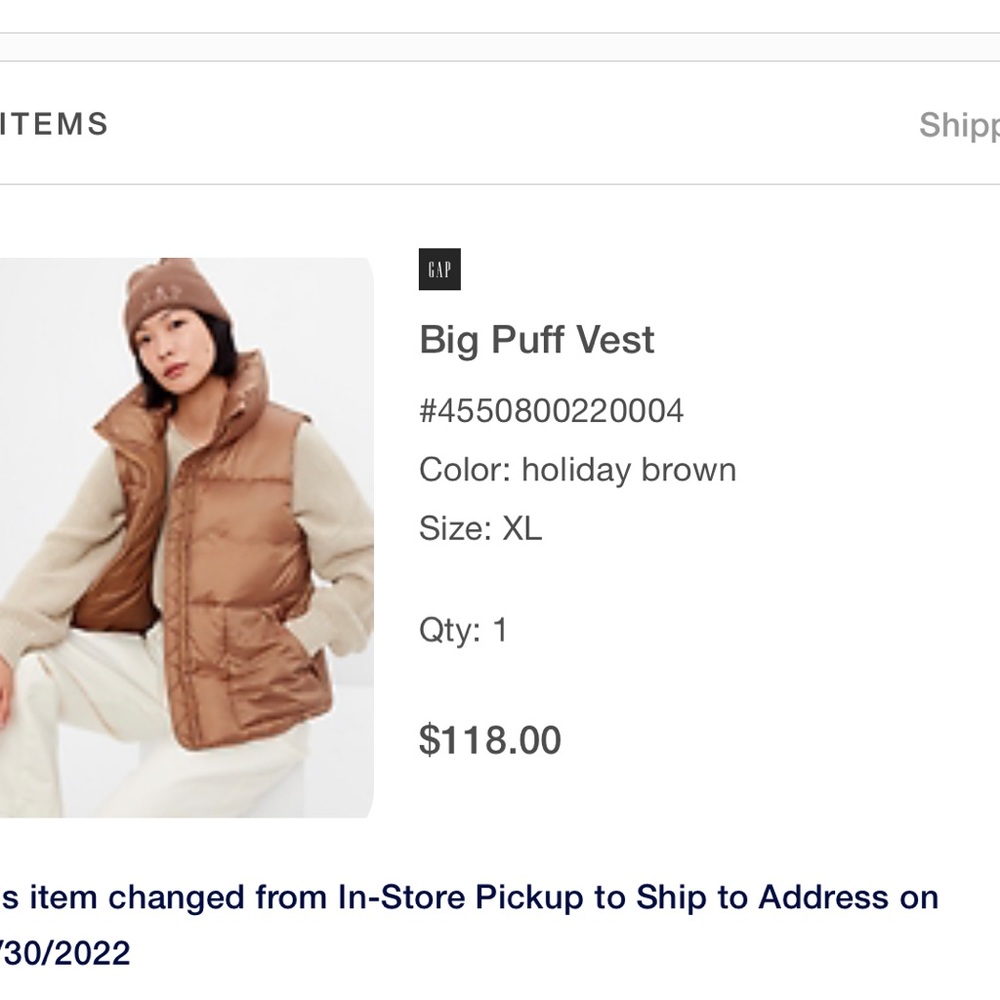 Gap puff vest